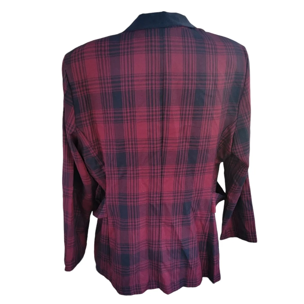 Sag Harbor NWT Vintage Plaid Red Navy Blue Preppy Blazer Office  18 gold buttons
